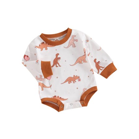 

FEORJGP Infant Boys Girls Valentine’s Day Clothes Newborn Baby Sweatshirt Romper Long Sleeve Jumpsuit Cute Dinosaur Print Bodysuit Round Neck Playsuit Loose Casual Daily Clothes