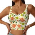 thumbnail image 3 of Goofa Rose Daisy Printed Sports Bras for Women, High Impact Running Bra Workout Crop Tank Tops Longline Sports Bra Push up-Small, 3 of 9