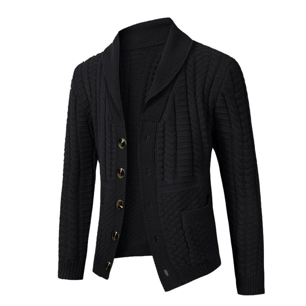 Gibobby Cardigan hombre Sueter Cardigan para Hombre con Botones Sueteres de Punto Grueso Cuello en V Informal Negro M Bodega Aurrera en linea