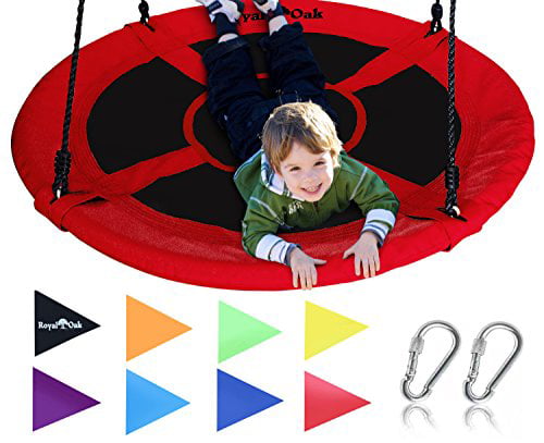 Courtyard and Playground 900D Oxford Waterproof Saucer Swing with Steel Frame Round Tree Swing for Kids Adults Suitable for Park Green 39 Inch Outdoor Indoor Swing Easy to Install 