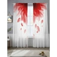 thumbnail image 2 of Modern Red Sheer Curtains 96 Inch Length 2 Panels Set, Gradient Floral Abstract Bohemian White Voile Window Treatment Semi Sheer Long Curtains Drapes for Bedroom/Living Room/Kitchen 52"x96"x2, 2 of 7