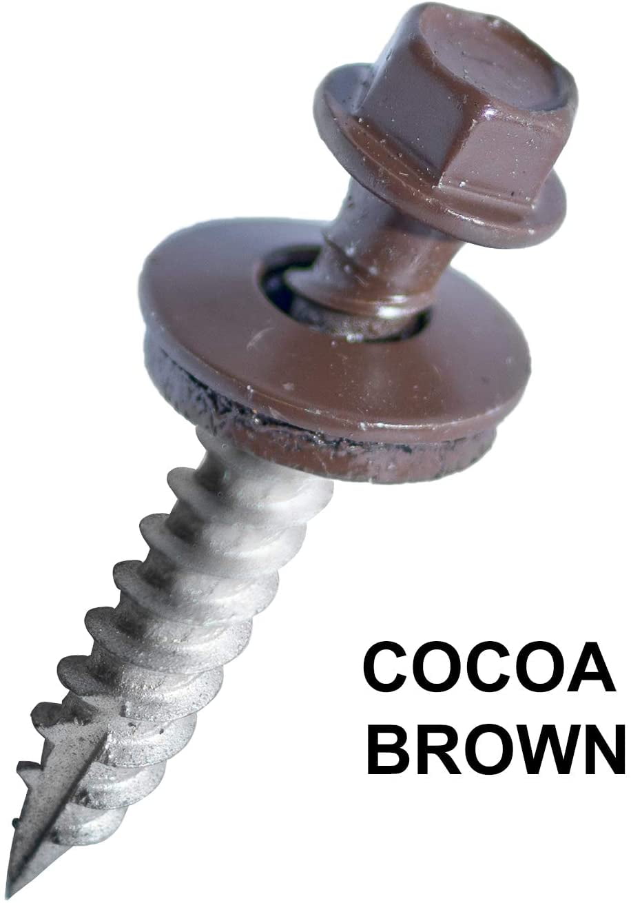 EAGLE 1 (500 Count) Metal Roofing Screws Painted Hex Washer Head Sheet Metal Roof Screw. Self