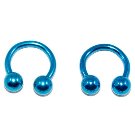 Pair of 14G Anodized Horseshoe Circular Barbell Surgical Steel - 6 Color Options