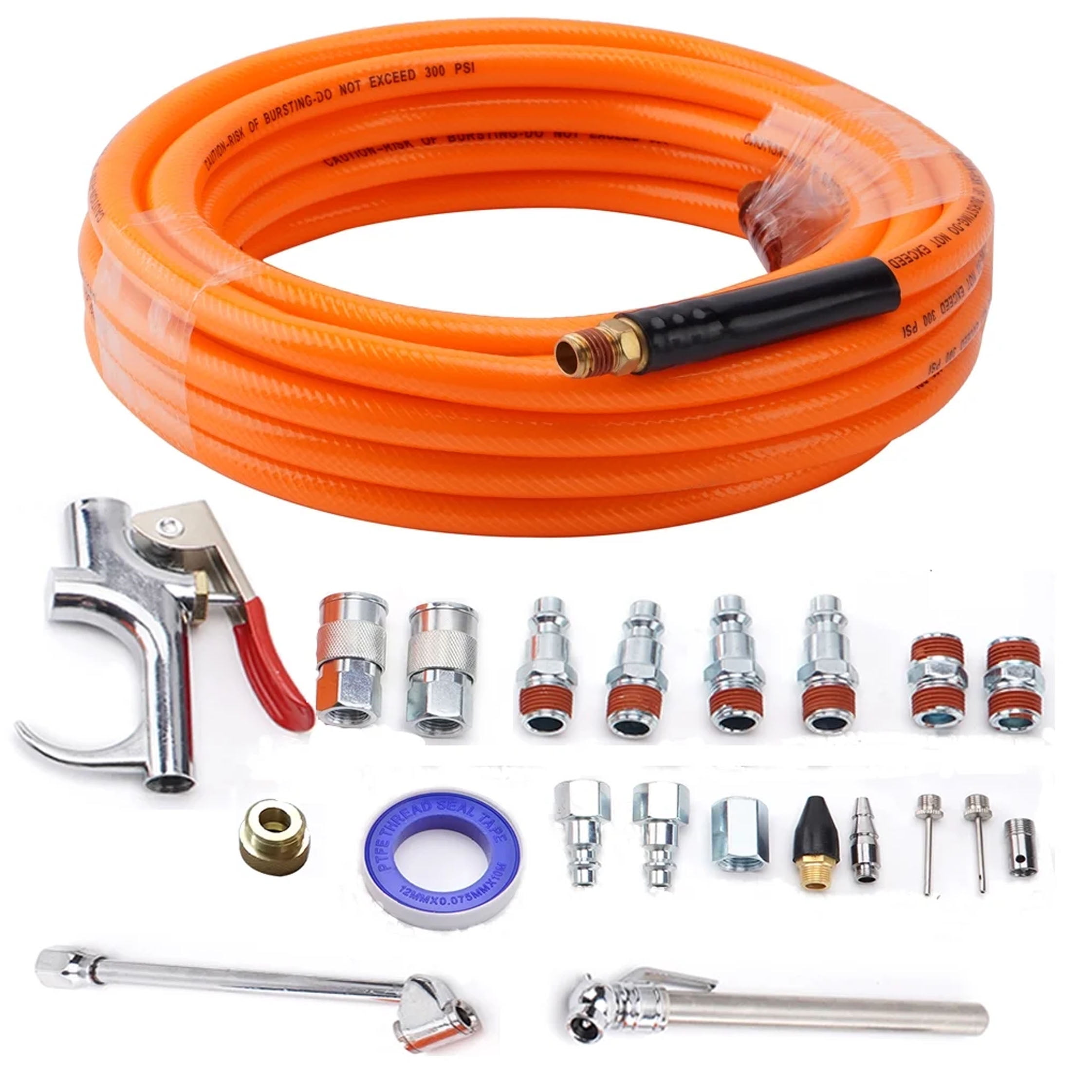 22 Pcs Air Compressor Kit, 3/8 inch X 25 ft PVC Hose, Air Tool Accessories, 1/4 inch Fitting