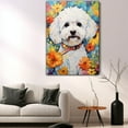 thumbnail image 5 of Thuan Bichon Frise Dog Flower Art Print Canvas, Wall art Painting Decor, Puppy Pop Art Home Decor Artwork For Bedroom Living Room Bathroom Decor, Puppies Colorful Photo, 5 of 6