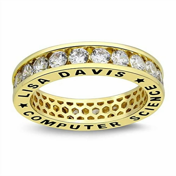 Personalized Class Rings Cubic Zirconia Birthstone Class Rings for Women High School Rose Gold Plated Sterling Silver Rings Size 5-15 Graduation Rings