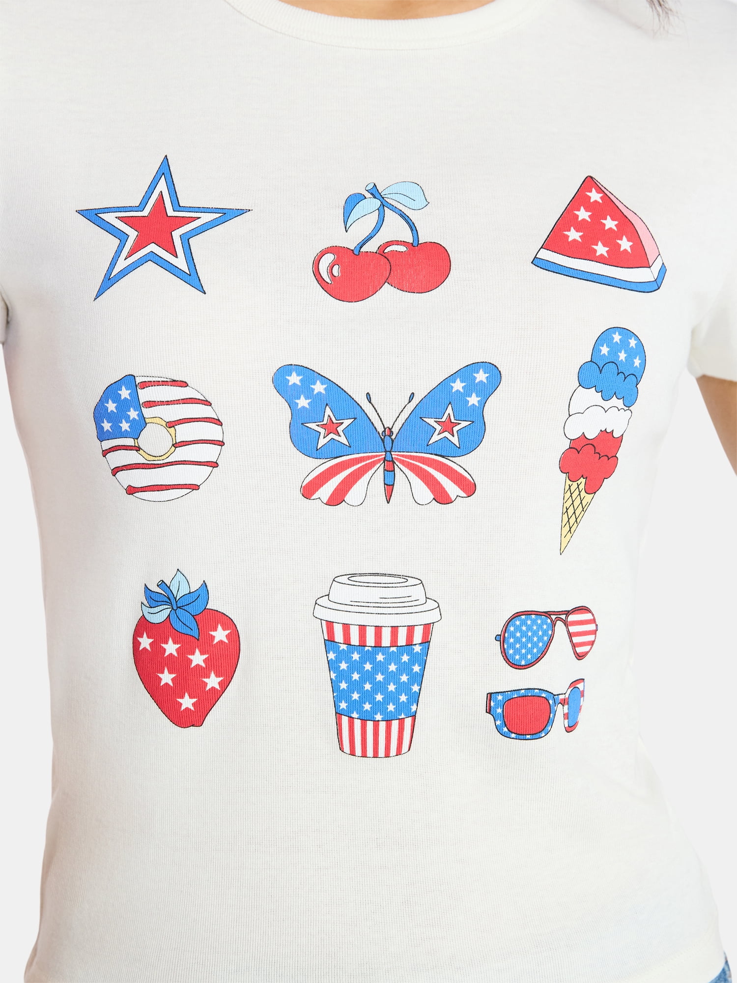 Americana Symbols Women's Graphic Tee with Short Sleeves, Sizes XXS-XXL