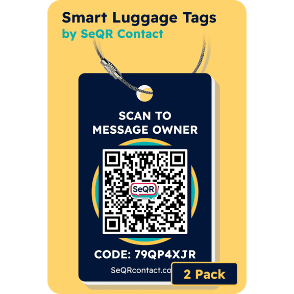 Smart Luggage Tags | Privacy QR Code Luggage Tag Keeps Personal info Private | Customizable Travel Suitcase Tags for Women Men | Use with GPS Bag Locator Tracking Tags, Air Tag for Android or iOS