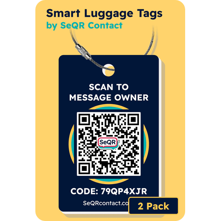 Smart Luggage Tags | Privacy QR Code Luggage Tag Keeps Personal info Private | Customizable Travel Suitcase Tags for Women Men | Use with GPS Bag Locator Tracking Tags, Air Tag for Android or iOS