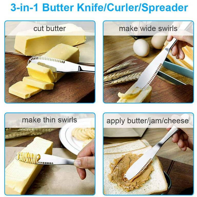 Butter Knife Stainless Steel Butter Spreader Knife,Multifunctional Butter Knife for Cold Butter,Kitchen Gadgets, Butter Grater, Butter Spreader and