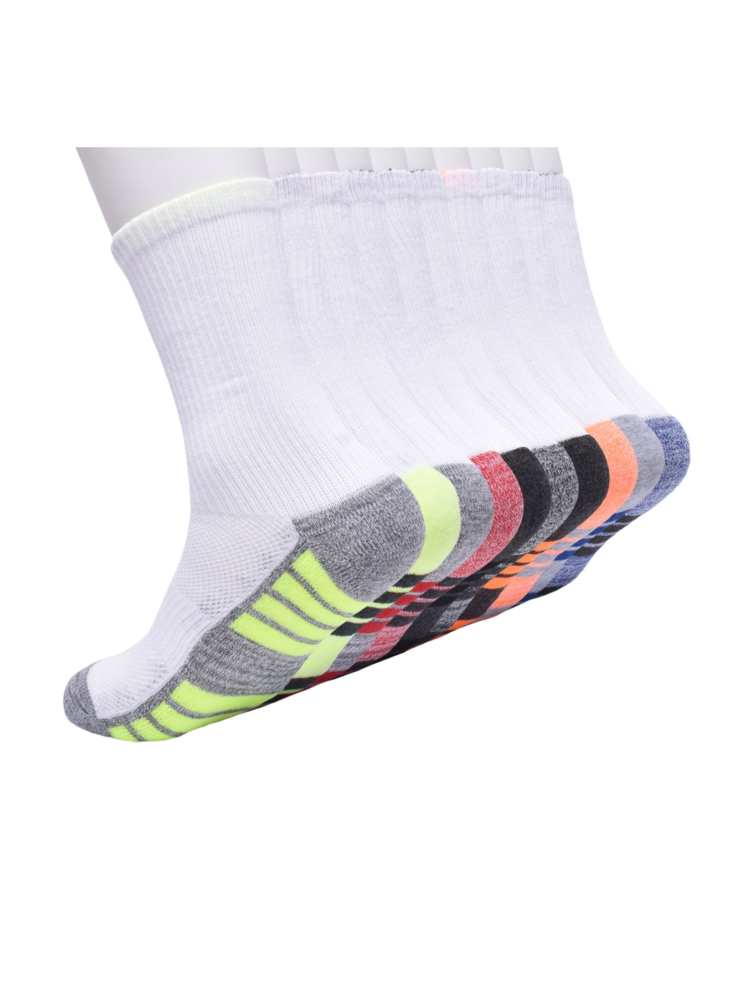 Athletic Works Boys Cushioned Crew Socks, 10-Pack S (4-8.5) - L (3-9)