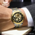 thumbnail image 2 of SHIORLAM Men's 1.57in Stainless Steel Skeleton Automatic Waterproof Mechanical Wristwatch, 2 of 8