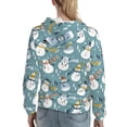 thumbnail image 7 of Picia Snowflake Scarf Snowman Pattern Casual Women's Hoodie, Hooded Sweatshirt with Kangaroo Pocket, Comfortable Pullover with Eye-catching Drawstrings-Large, 7 of 7