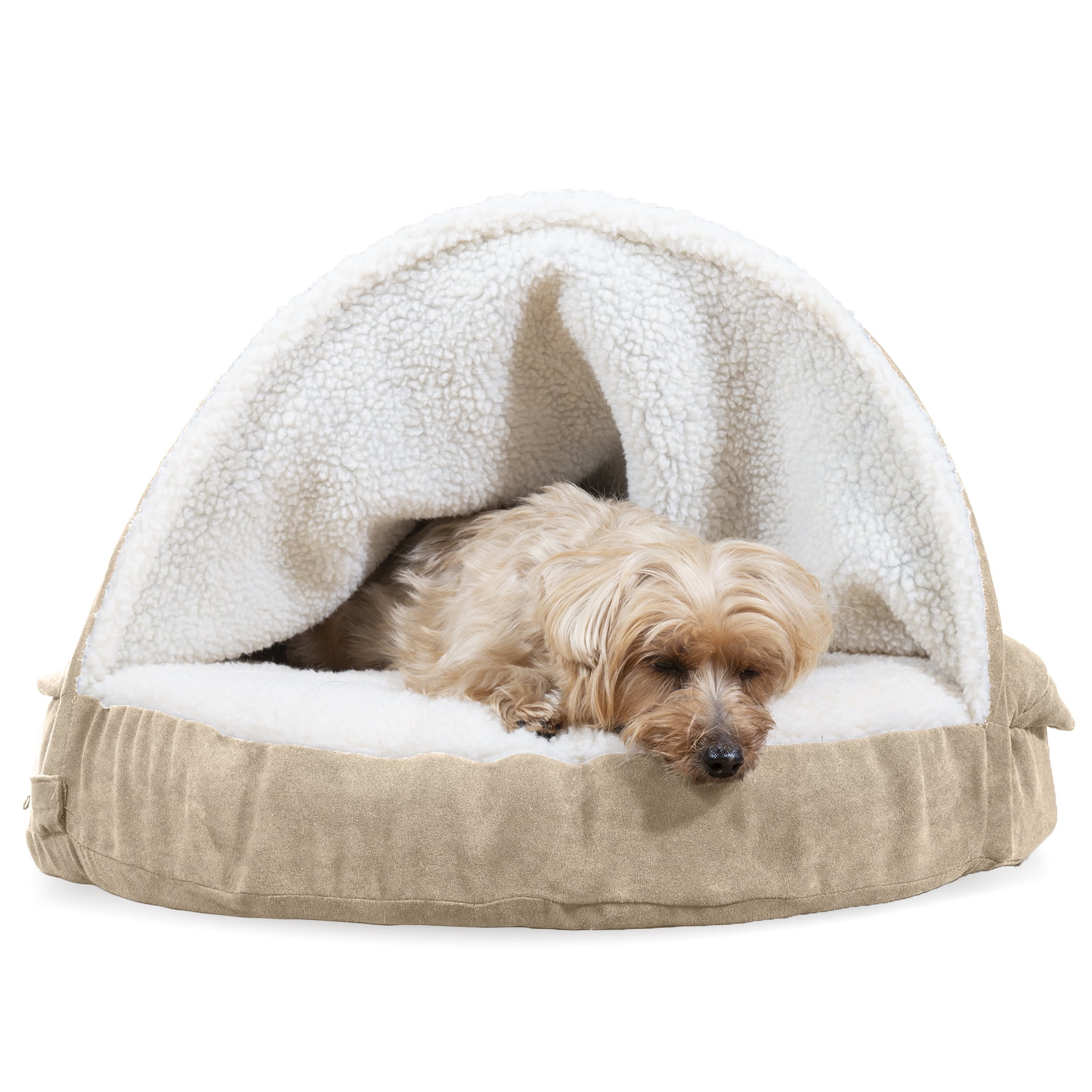 FurHaven Pet Dog Bed Memory Foam Round Faux Sheepskin Snuggery Burrow