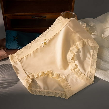GENGING Panties for Women Women s My Items Ordered Sexy Lace Oversized Seamless Breathable Satin Ice Silk Underwear Briefs