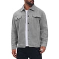 thumbnail image 5 of Men's Casual Lapel Button Long Sleeves Trucker Jacket for Everyday Wear M Gray, 5 of 6