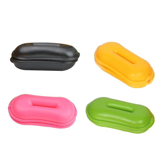 Shisuyan 4pcs Creative Peanut Shape Earphone Organizer Portable Earbuds Cord Winder USB Cable Protective Case (Random Color)