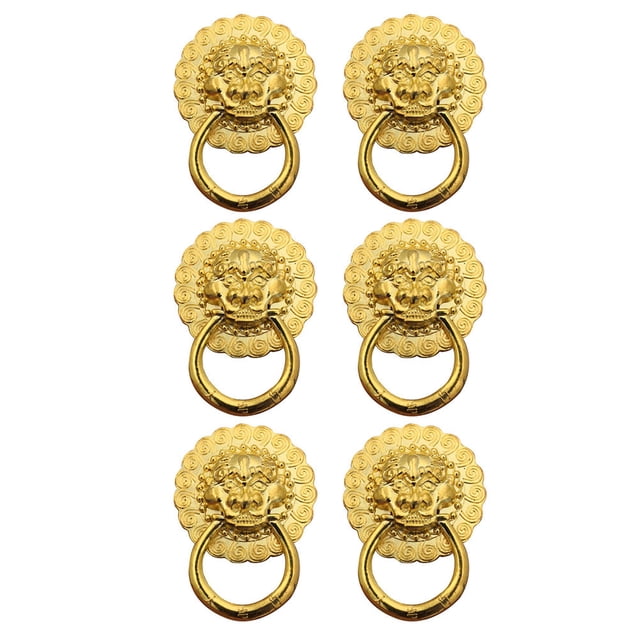 Phenofice 6Pcs Golden Knobs for Desk Drawer Pull Handle with Retro Lion Design