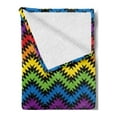 thumbnail image 2 of Chevron Soft Flannel Fleece Blanket, Jagged and Spiked Zigzag Pattern with Vibrant Rainbow Colors Abstract Artwork Theme, Cozy Plush for Indoor and Outdoor Use, 70" x 90", Multicolor, by Ambesonne, 2 of 5