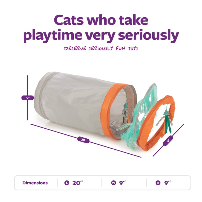 SmartyKat Fringe Frenzy Cat Activity Tunnel, Collapsible 20-inch