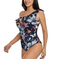 thumbnail image 3 of Picia Flowers ad Butterflies Pattern Women's One Piece Swimsuits,One Shoulder Swimwear Asymmetric ,Ruffle Monokinis Bathing Suits,High Waisted Flattering Bathing Suits-Large, 3 of 8