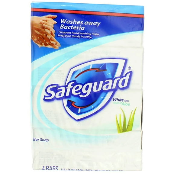 Safeguard Antibacterial Deodorant Bar Soap, White with Aloe, 4 oz, 4 Ct (6 Pack) (Bundle)