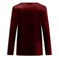 thumbnail image 6 of lcziwo Weekly Sale Womens Long Sleeve Velvet Tops Plus Size Round Neck Underwear Tee Shirts Casual Basic Solid Color Blouses,Wine,L, 6 of 7