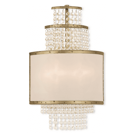 

Hand Applied Winter Gold Tone Finish Wall Sconces Candelabra Base Type 11 Wide 2 Light Fixture