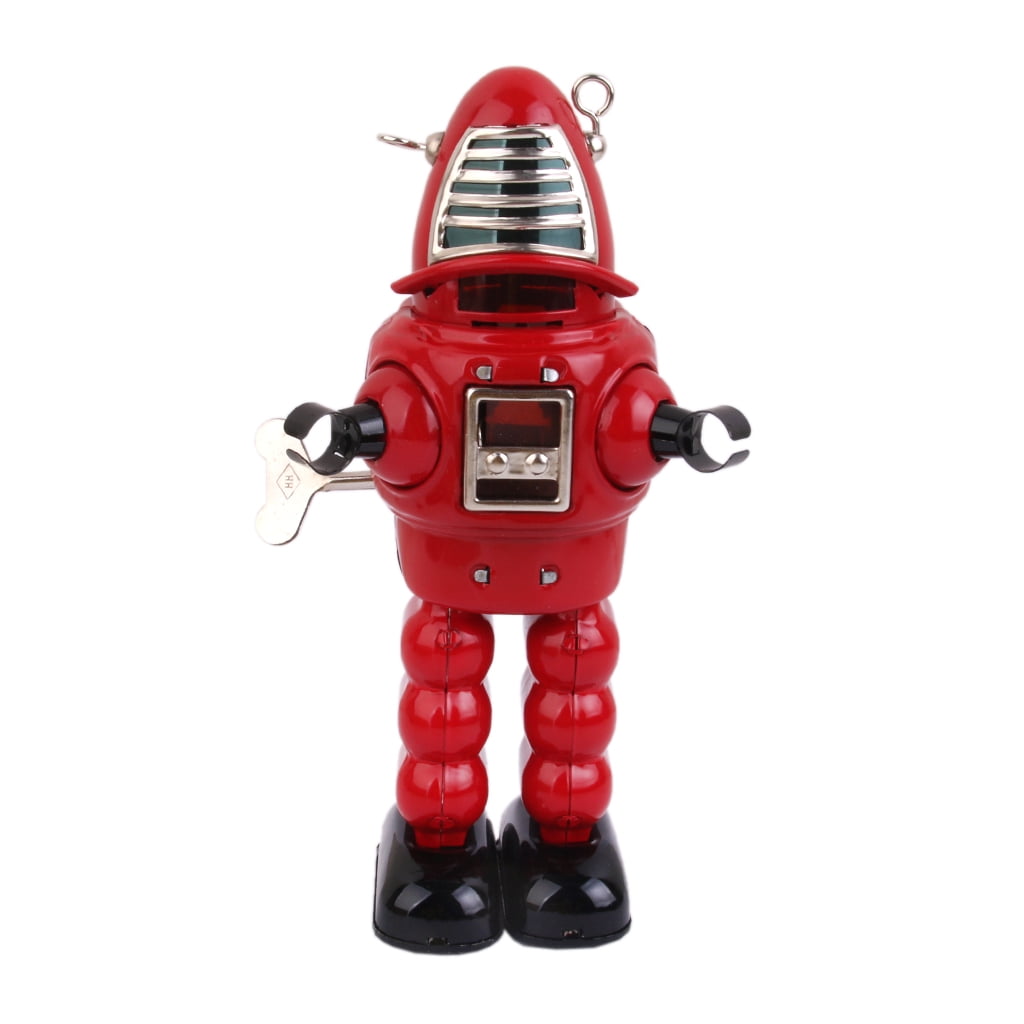 2 Pcs Novelty Hand-cranked Mechanical Planet Tin Robot Model Adult Toy Gift 