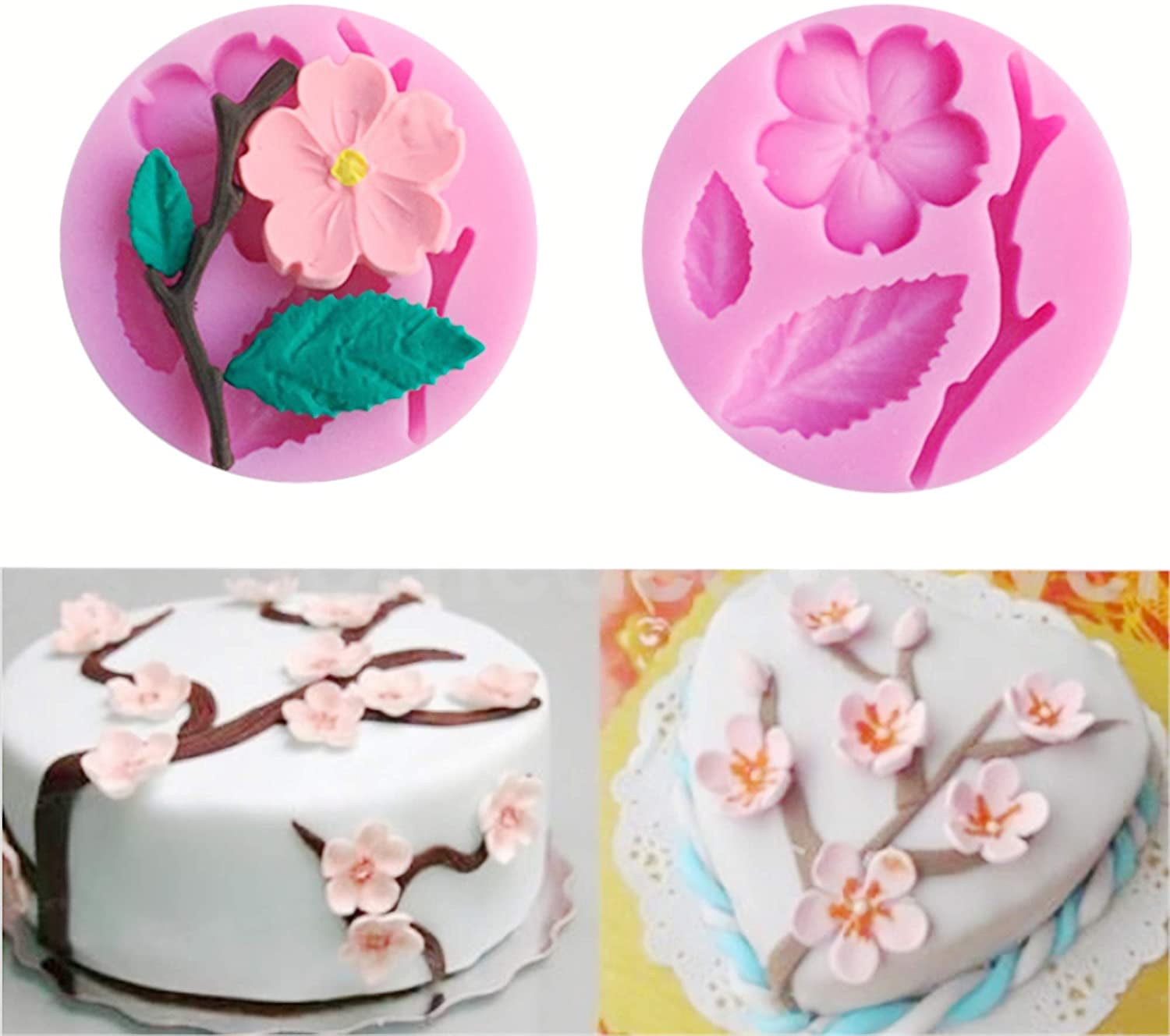 2Pcs Fondant  Cake Molds Flower Shaped Drying Mats Sugarcraft Baking Decor Tools 