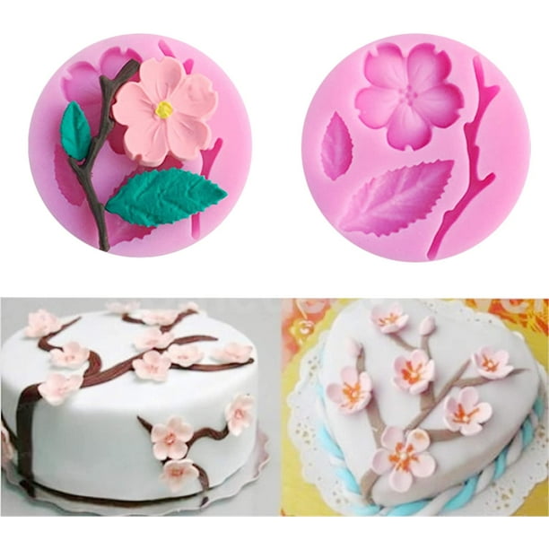 Moldes con forma de flor de melocotón, flores de plantas y hojas, moldes de silicona para Fondant, herramientas de decoración de pasteles, molde de Chocolate, decoración de magdalenas Adepaton JQWJ133