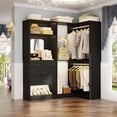 thumbnail image 6 of Freestanding 56.5 Inch Closet Organizer System with 4 Drawers, Homieasy Corner Closet System with 2 Rods and 6 shelves for Walk-In Closets, Bedroom, Black, 6 of 8