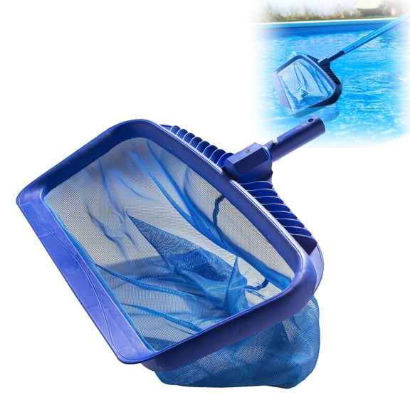 Upgraded Pool Skimmer Net, Heavy Duty Leaf Rake for Cleaning Swimming Pool & Pond, Fine Mesh Deep Bag Catcher with Strong Plastic Frame