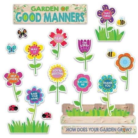 Good Manners Bulletin Board - Garden of Good Manners Mini Bulletin Board (6949), Use this set to highlight nine good manners for students: take turns, raise your hand, Help others,.., By Creative Teaching Press
