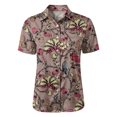thumbnail image 6 of QASIEATN Women's Retro Shirt Women's Satin Printed Short Sleeved Shirt Vacation Style Shirt, 6 of 7