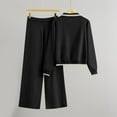thumbnail image 5 of Simua Outfits Stes for Women Knit Cute Faux Button Lapel Shirts and Stretch Wide Leg Pants Sets Colorblock Sweatsuits, 5 of 5