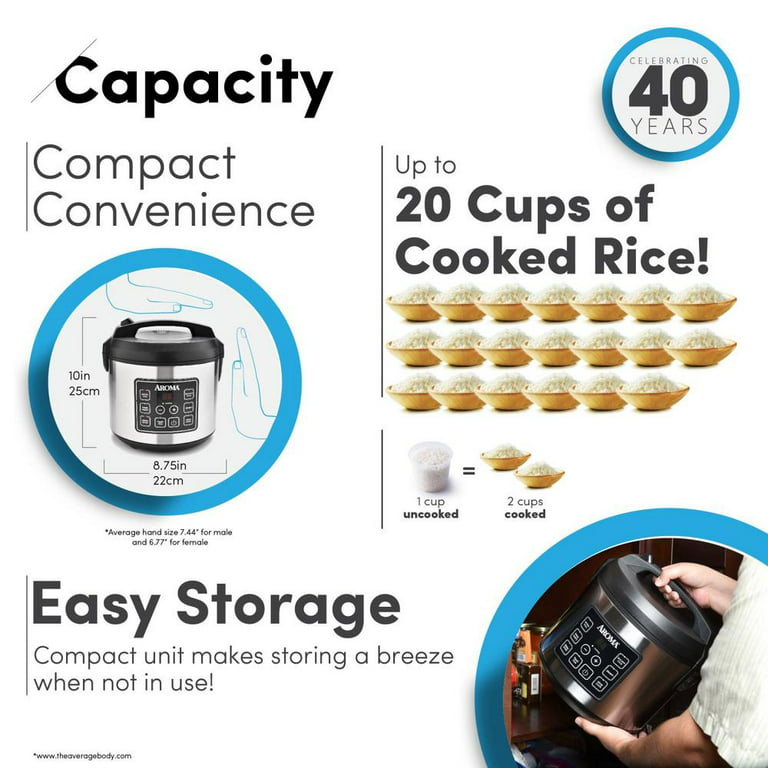 Best Buy: AROMA 20-Cup Rice Cooker and Steamer Black/Stainless Steel  ARC-1020SB