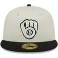 thumbnail image 2 of Men's New Era Stone/Black Milwaukee Brewers Chrome 59FIFTY Fitted Hat, 2 of 5