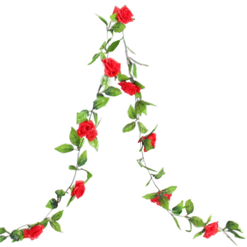 Wedding Flowers Vines Artificial Silk Roses Ivy Green Hanging Rattan Wall 235 Cm 