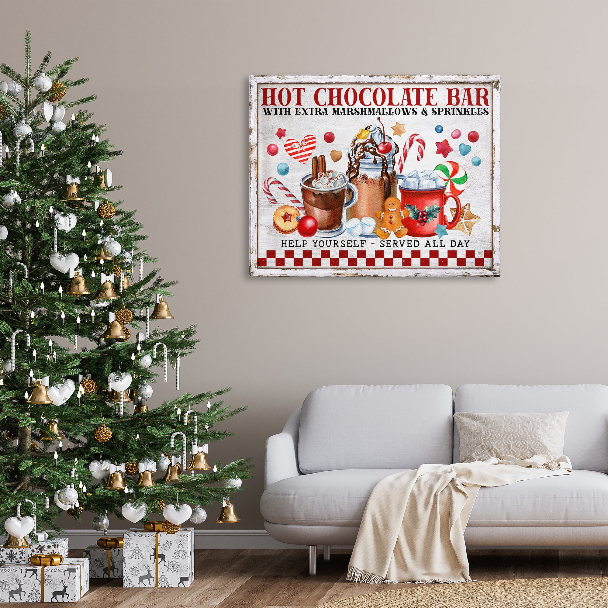 Stupell Industries Hot Chocolate Bar Holiday Painting Gallery Wrapped Canvas Art Prints Wall Art, 48 x 36