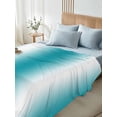 thumbnail image 5 of Ombre Turquoise Flat Sheets Only King Size, Soft Breathable Bed Top Sheets for Mattress, Gradient White Abstract Minimalist Stripe Luxury Bedding Flat Sheets for Home Hotel Bedroom Bed Protection, 5 of 9