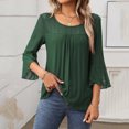 thumbnail image 5 of CHGBMOK Womens Ruffle Sleeve Blouses Crew Neck T Shirts Casual Mesh Tops Curved Hem Going Out Outfit, 5 of 5