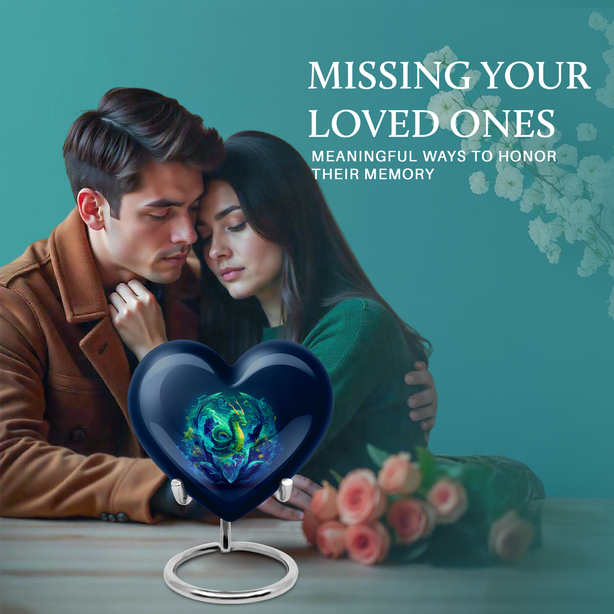 SABURIAL Dragon Urn - Memorial Urn For Male & Female - Combo 1 - Large With 3 Inch Pack Of 1 - Large Urns For Ashes - Cremation Urns For Adult - Ash Keepsakes For Human Ashes