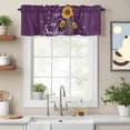 thumbnail image 2 of Purple Sunshine Sunflower Kitchen Curtain Valances for Windows Farmhouse Short Curtains, Pastoral Bees Farmhouse Floral Rod Pocket Valance Curtain for Bedroom Cafe Living Room 42"x18", 2 of 8