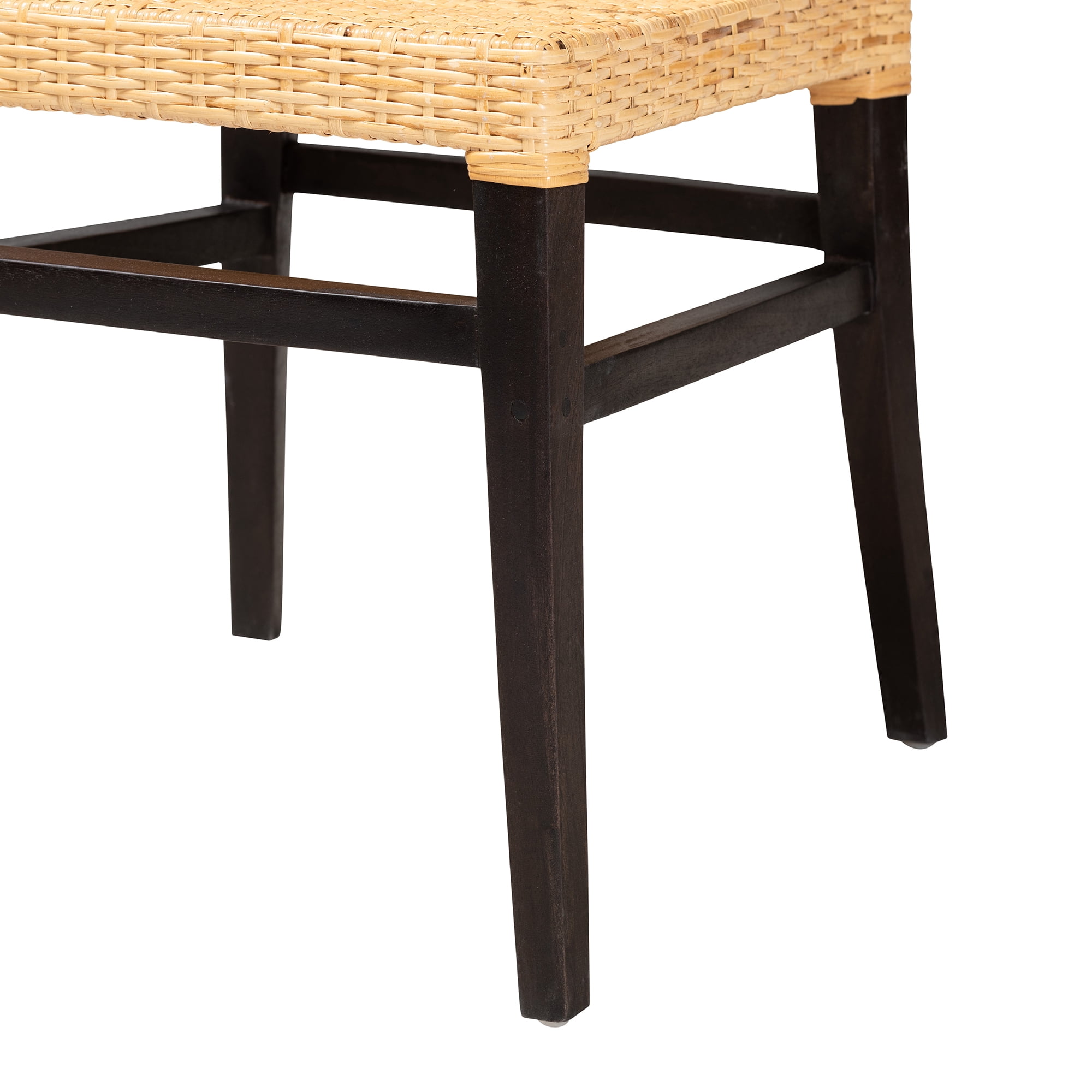 bali & pari Lingga Rattan and Mahogany wood BOHO Dining Chair, Natural Brown