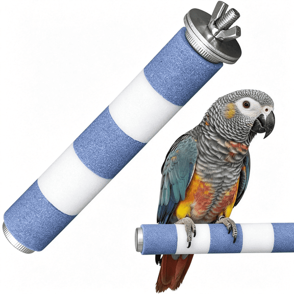 BESTSKY Parrot Perch Birds Nail File Perch Abrasive Surface,Parrot Nail Grooming Stick Bird Claw Grinding Sandstone Perch Stand Toy Branch for Budgie,Cockatiel,Parakeet Cage Accessories,Blue&White