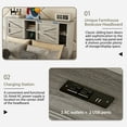 thumbnail image 3 of MODERNLUXE Ensemble de Meubles de Chambre 3 Pcs Format Grand, Lit Plateforme Format Grand avec Tête de Lit de Rangement à Double Porte Coulissante, Table de Nuit et Commode, Ensemble de Chambre Style Ferme, Gris Antique, 3 of 10