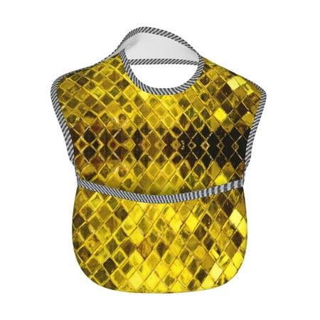 

Baby Bibs Waterproof Toddler Bib Gold Diamond Texture Pattern Feeding Bib With Pocket For Infant