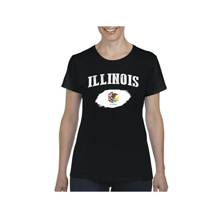 - Illinois State Flag Women Shirts T-Shirt Tee