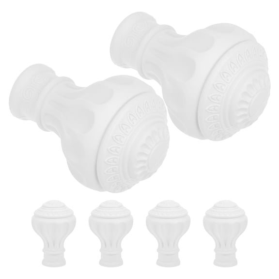 White Curtain Rod End Caps Decorative Finials for Living Room Elegantly Crafted from 6 Pieces